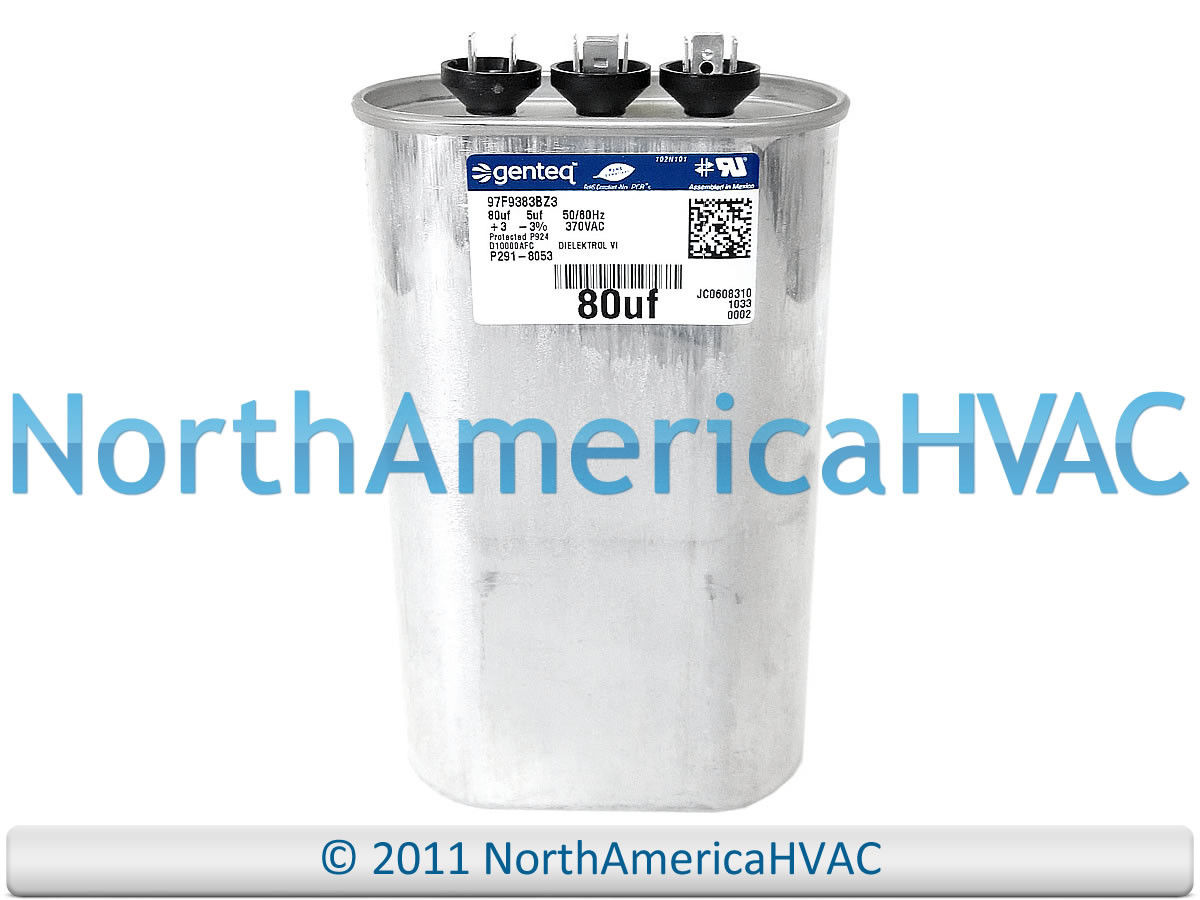Capcom GE Genteq Capacitor Oval 80/5 uf 370 volt Z97F9383 97F9383